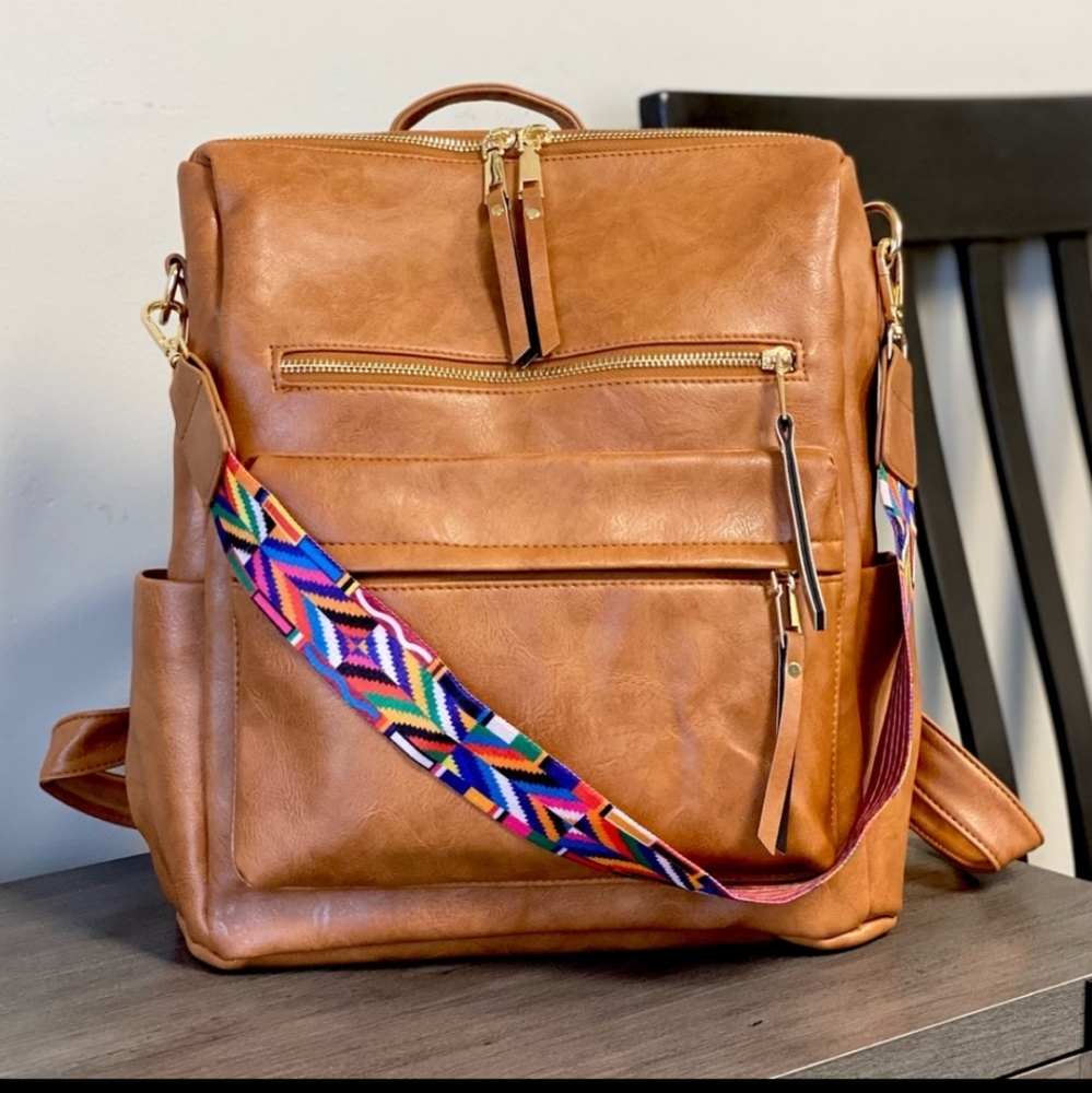 Brand NEW Camden Convertible Backpack in Camel 🧡